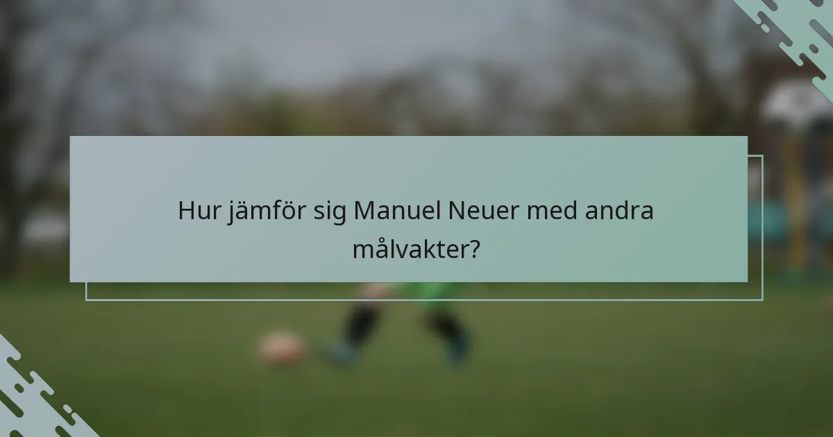 Hur jämför sig Manuel Neuer med andra målvakter?