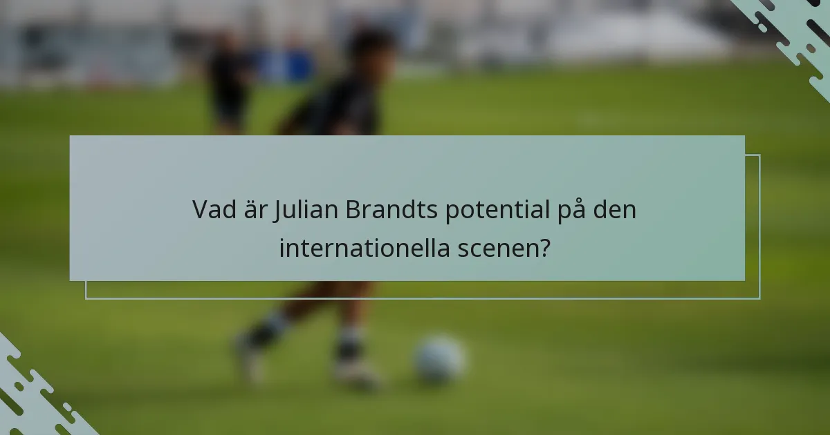 Vad är Julian Brandts potential på den internationella scenen?