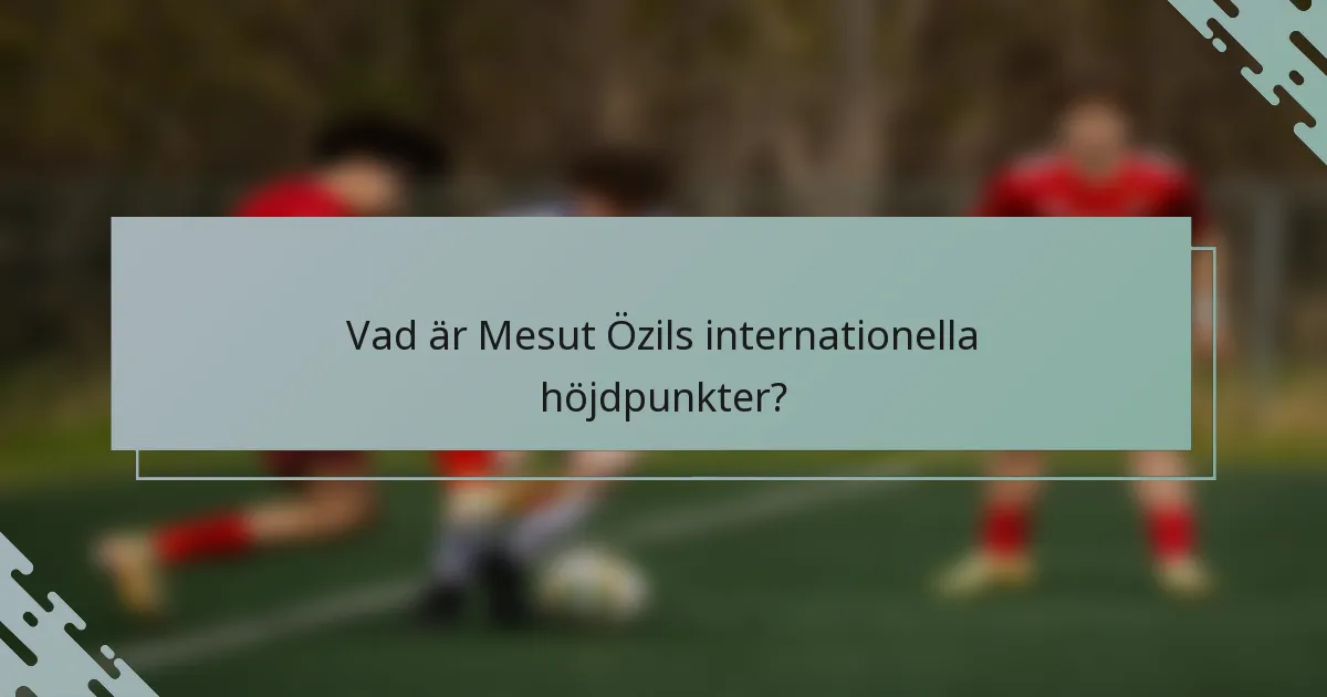 Vad är Mesut Özils internationella höjdpunkter?
