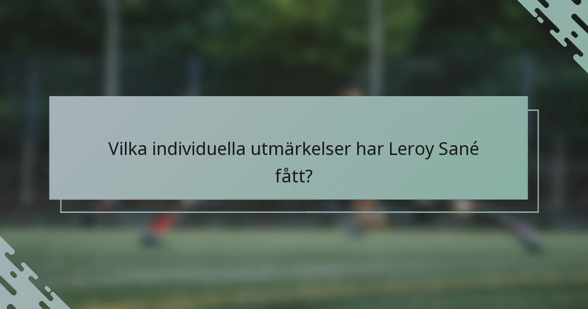 Vilka individuella utmärkelser har Leroy Sané fått?