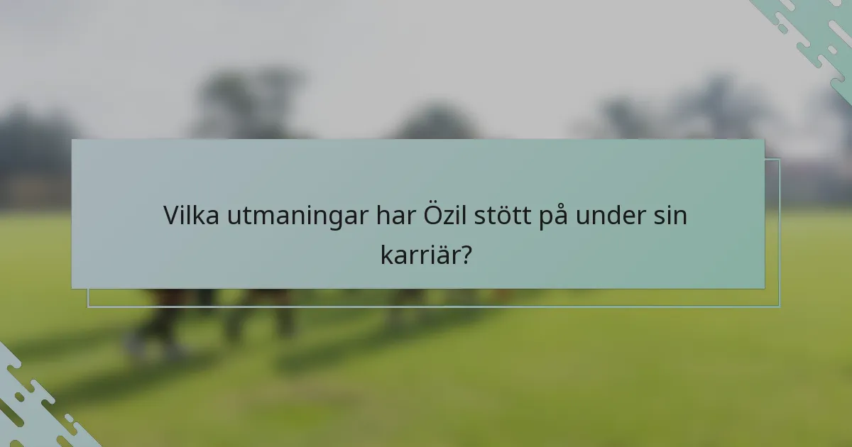 Vilka utmaningar har Özil stött på under sin karriär?