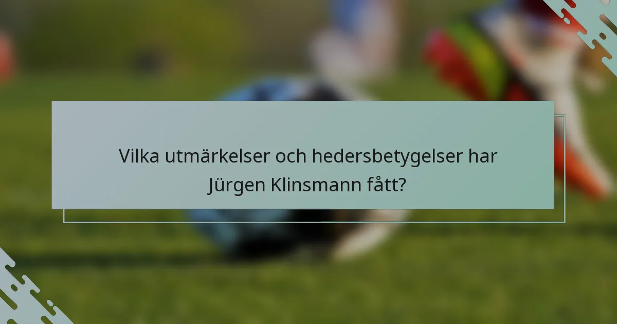 Vilka utmärkelser och hedersbetygelser har Jürgen Klinsmann fått?